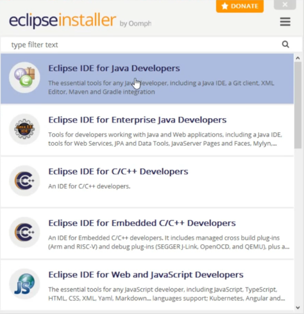 Figure 3: Eclipse IDE for Java Developers
