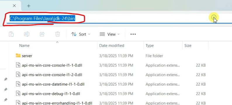 Figure 6: Copying the JDK installed complete file path