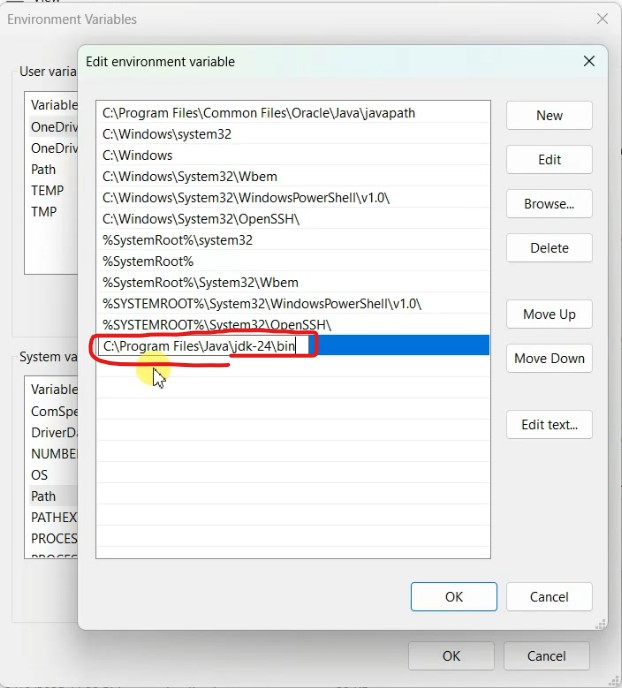 Figure 10: Pasting the JDK installed complete path