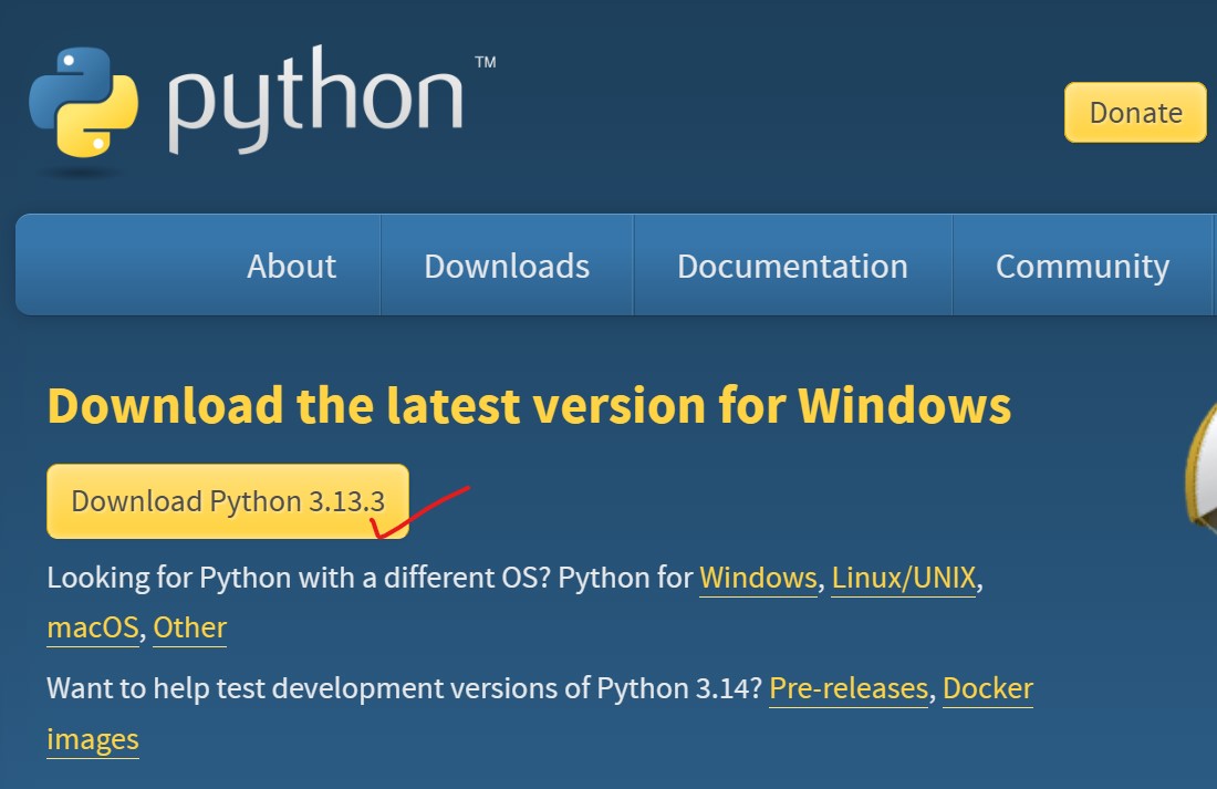 Figure 1: Official Python download page
