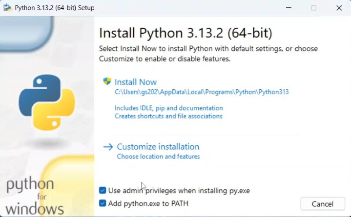 Figure 4: Python Installation — Advanced Options